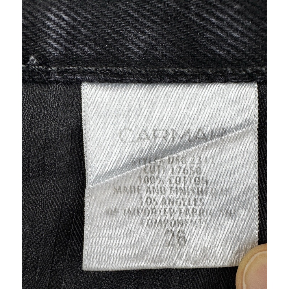 Carmar Skirt Womens 26 Black Denim High Rise Frayed Hem Side Stripe‎ Zip Mini - Picture 6 of 11